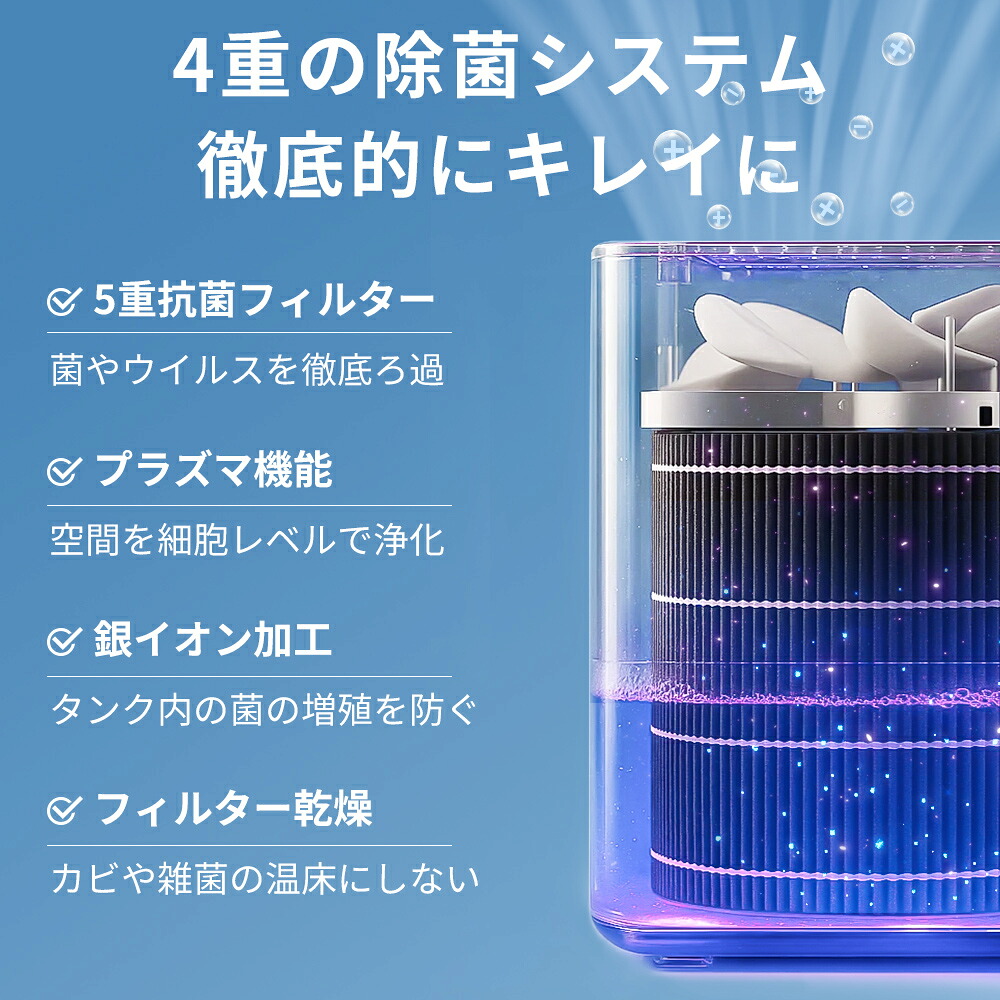 クーポンで11,800円／【新発売】4重除菌 加湿器 5L 大容量 5段階調整