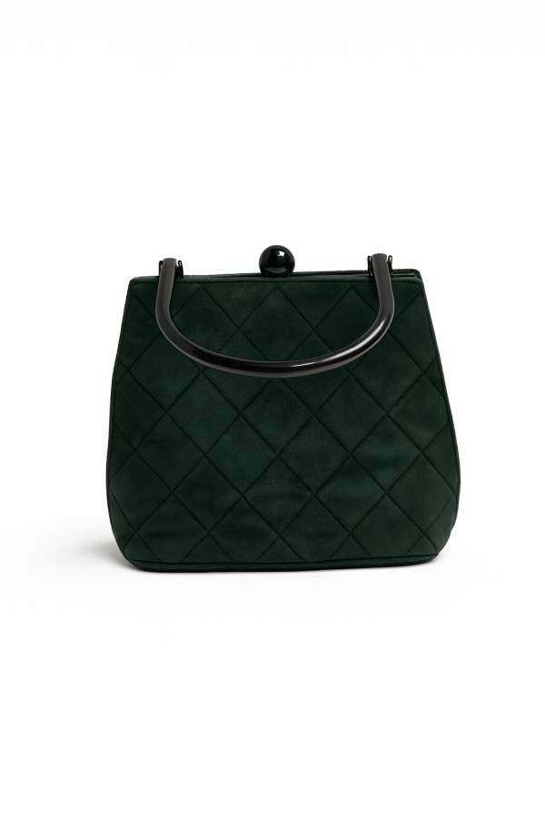 【中古】CHANEL シャネル マトラッセ スエード グリーン がま口 ハンドバッグ 【B08857】|PATCHWORK TREASURE