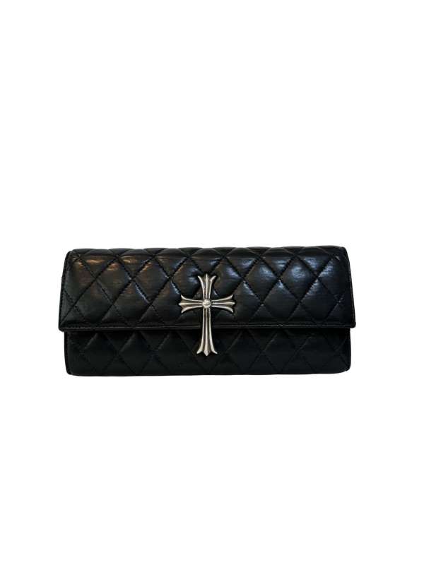 【中古】CHROMEHEARTS クロムハーツ キルティング なめし革 黒いこと クラッチペダル御徒面子 【CN00028】