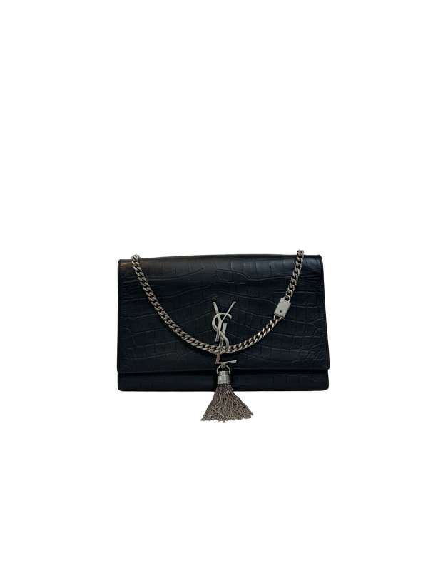 【中古】SAINT LAURENT サンローラン ケイト タッセル スモール  黒いこと なめし革 ショルダーバッグ  チェーンウォレット 【LVU25011325】
