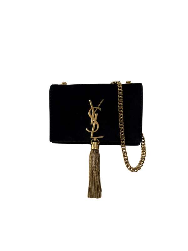 【中古】YVES SAINT LAURENT イヴサンローラン ケイト タッセル ミディアム レザー ブラック チェーンショルダー 【LVU25011490】|PATCHWORK TREASURE