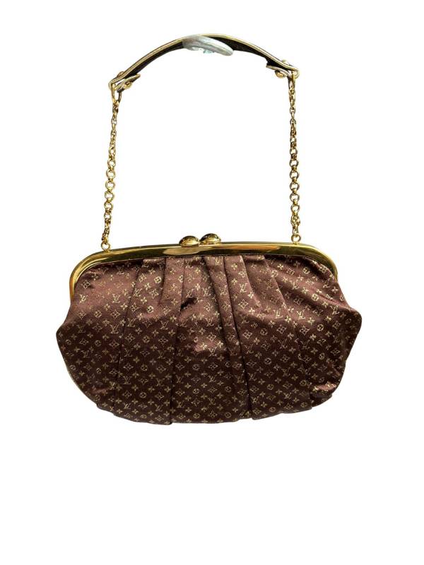 【中古】LOUIS VUITTON ルイヴィトン モノグラム繻子 オモニエール 赤銅色 M92061    ハンドバック 【BK00357】