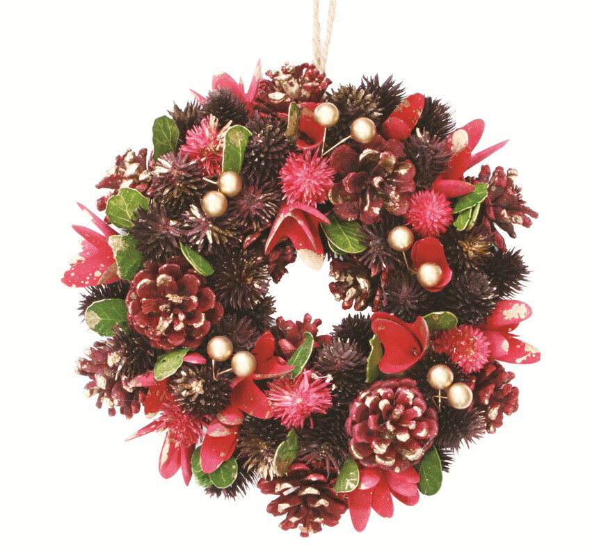 楽天市場】クリスマスリース CMナチュラルハートリースM ポッピング