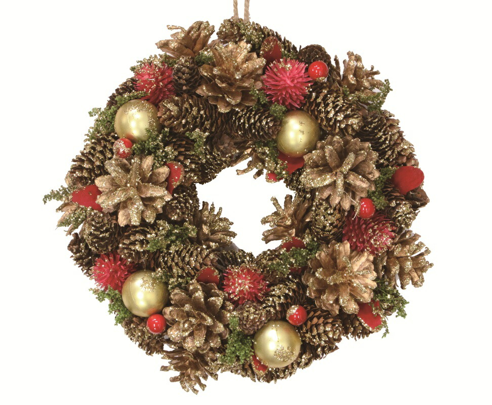 楽天市場】クリスマスリース CMナチュラルハートリースM ポッピング