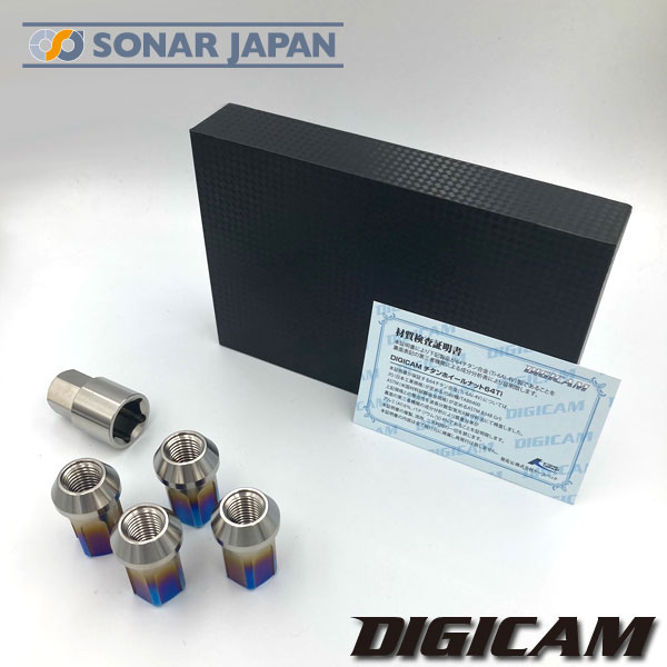織戸学監修DIGICAM デジキャンペンタゴンチタンレーシングナット35mm 貫通ショートP1.5 P1.254個セット｜東京カー用品流通センター