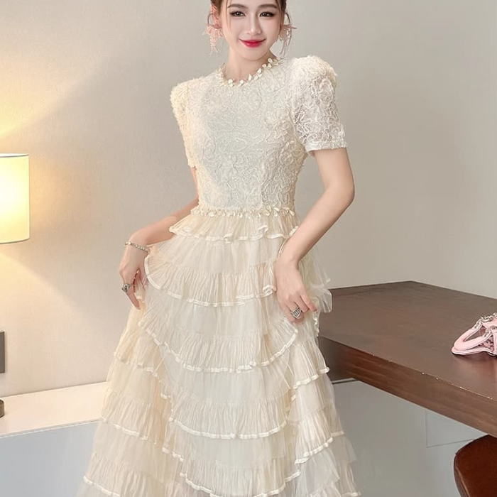 オシャレ フェミニン 清楚 結婚式 かわいい オフィス おしゃれ フォーマル 大きい 上品 韓国 服 可愛い 生成 ベージュ ドレス ワ