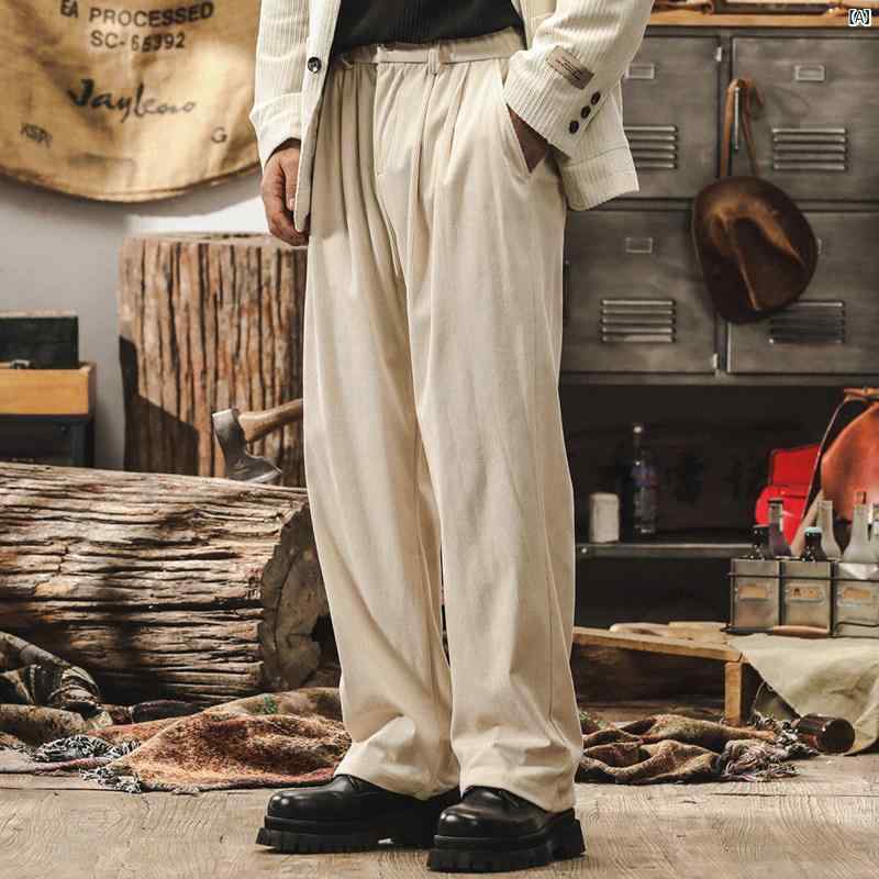 アメリカン レトロ カジュアル パンツ たり 秋 快適 仕事 通勤 ドレープ ストレート｜東京ECストア