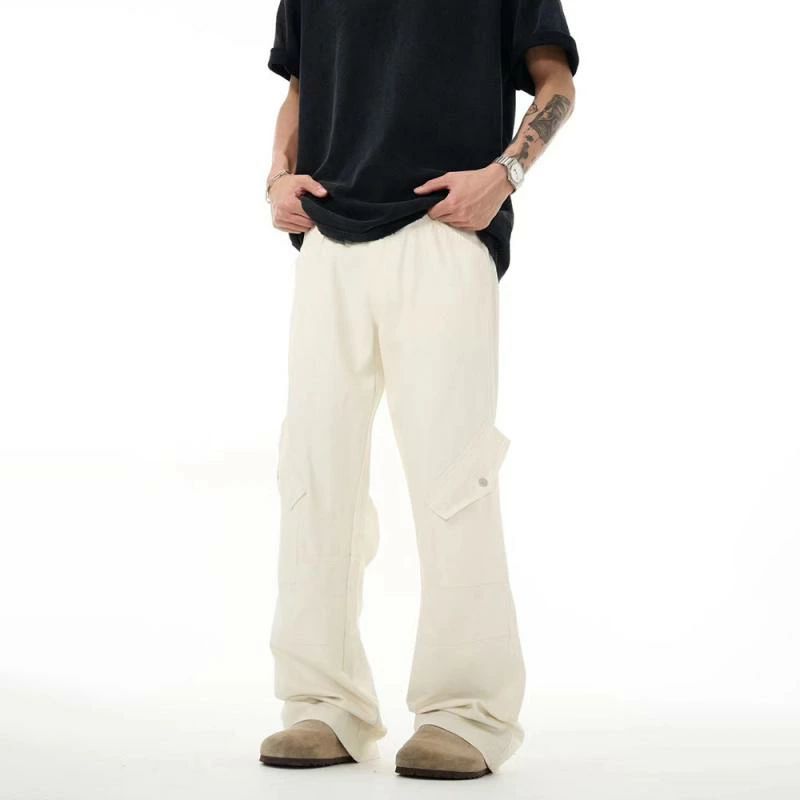 ファッション 服 男性用 シンプル かっこいい 大人 春コーデ マルチポケット ボタン ダウン オフホワイト カーゴ パン