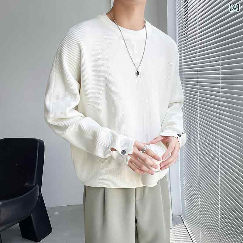 ファッション 春夏 秋冬 かっこいい オシャレ モテ 男性用 紳士服 服 韓国 シンプル 大人 　ホワイト　セーター　スプリ