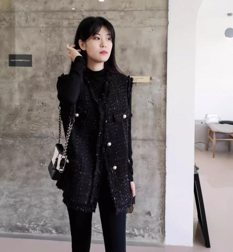 着痩せ ボタン ポケット フリンジ 体型カバー レイヤード 羽織り ジレ アウター レディース ジレ ャケット｜東京ECストア