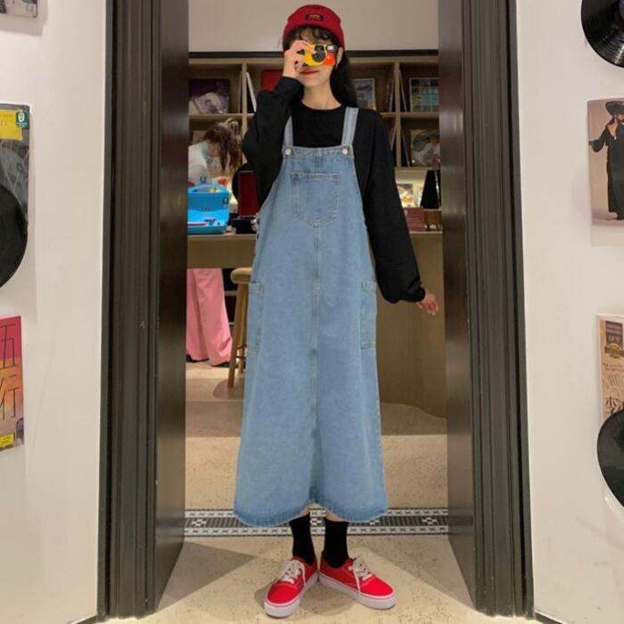 サロペットスカート ワンピース ロングワンピ ミモレ丈 ジャンパースカート カジュアル レディース ワンピ ドレス フェミニン 大
