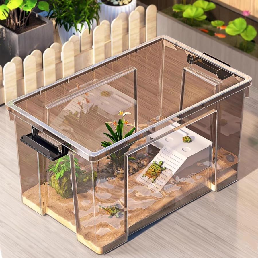 亀水槽 大型プラスチック水槽 大型カメ飼育ケース 亀用品 カメの家カメ飼育ケージ 下部排水 トカゲ ケージ 爬虫類テラリウムタンク 昆虫飼育ケース｜東京ECストア