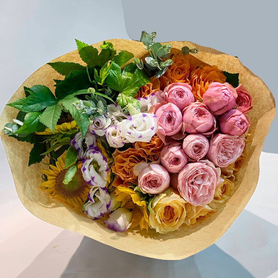 切り花の福袋 季節のお花を5種類以上 グリーンを添えて 本数15本以上 葉もの 45cm 送料無料 花丈 草丈