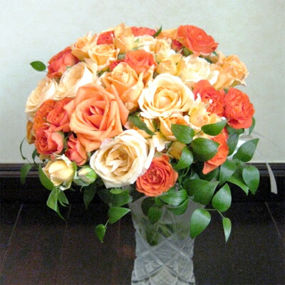 生花 ウェディングブーケ オレンジのクラッチブーケ（※ブートニア付き） 花 ホワイトデー 母の日 送料無料 2026 プレゼント ギフト