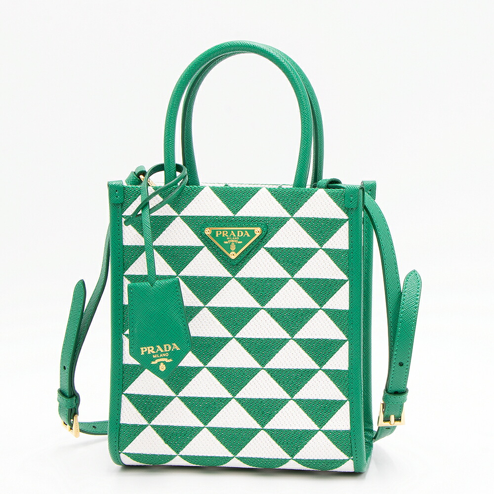【お買い物マラソンタイムセールクーポン】プラダ PRADA ショルダーバッグ(2WAY仕様) マンゴ/ホワイト 1BA355 2FKL F073R OOM TRIANGOLO JACQUARD MANGO+BIANCO [2023AW]｜GRANDE TOKYO