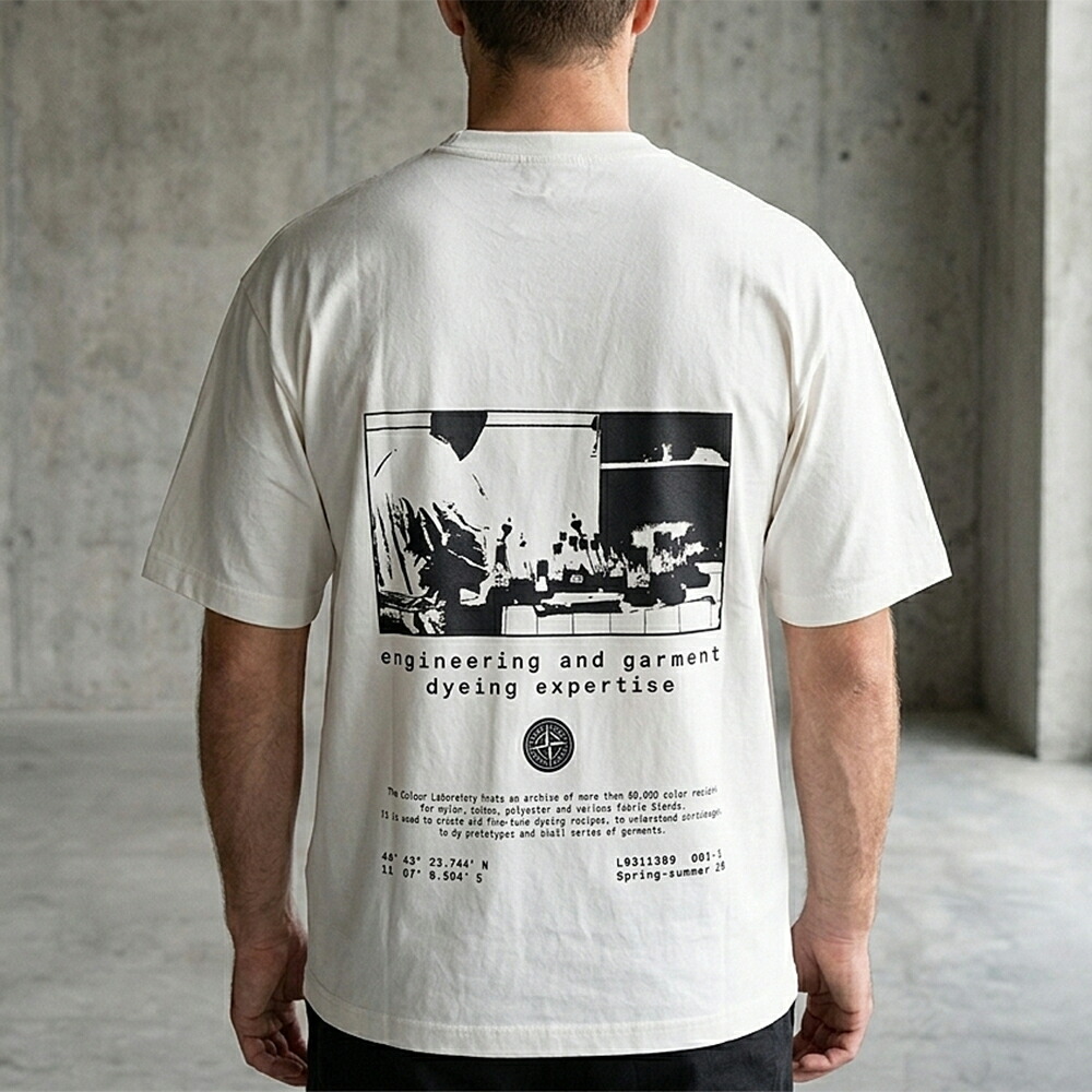 ストーンアイランド STONE ISLAND メンズ プリントTシャツ COMBED ORGANIC COTTON JERSEY, HAND SPRAYED 2100002 S0364 V0001 [2026SS]