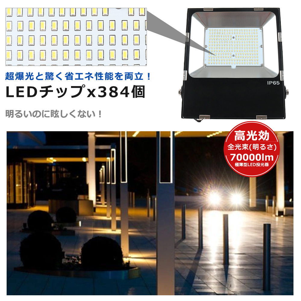 LED投光器 350W 3500W相当 薄型 倉庫 ワークライト 看板照明 防水 舞台