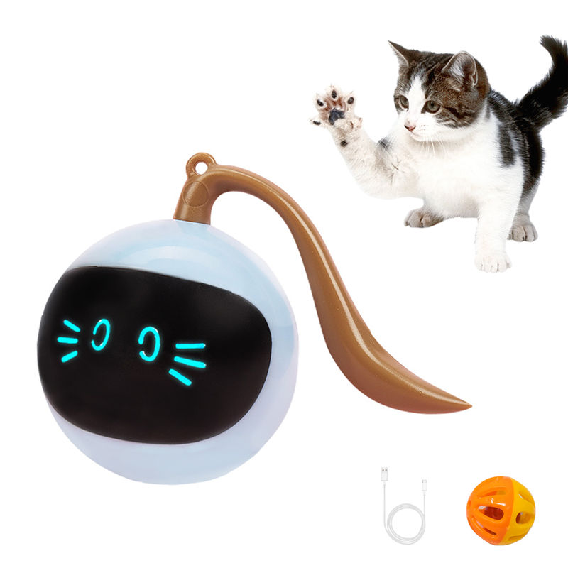 猫電動おもちゃ ボールおもちゃ 光るボール 猫じゃらし 360度自動回転ボール Usb充電式