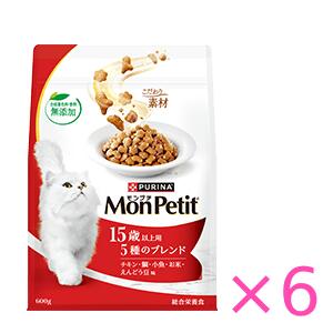 モンプチ　ドライ　15歳以上用　5種のブレンド　600g×6