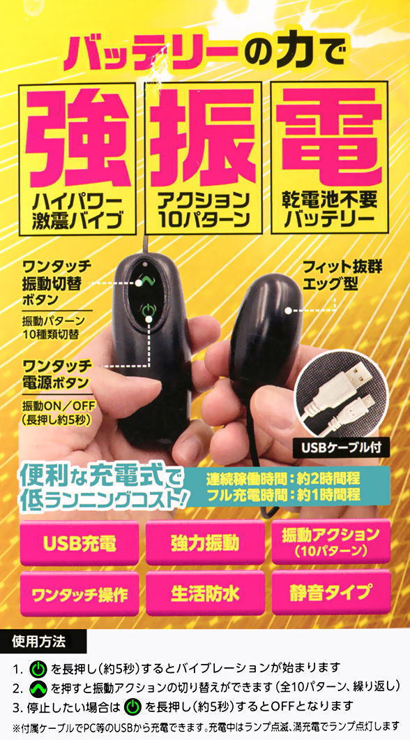 雑誌で紹介された 3ハンディマッサージャー 充電 振動20種類 バイブ 電マ ローター