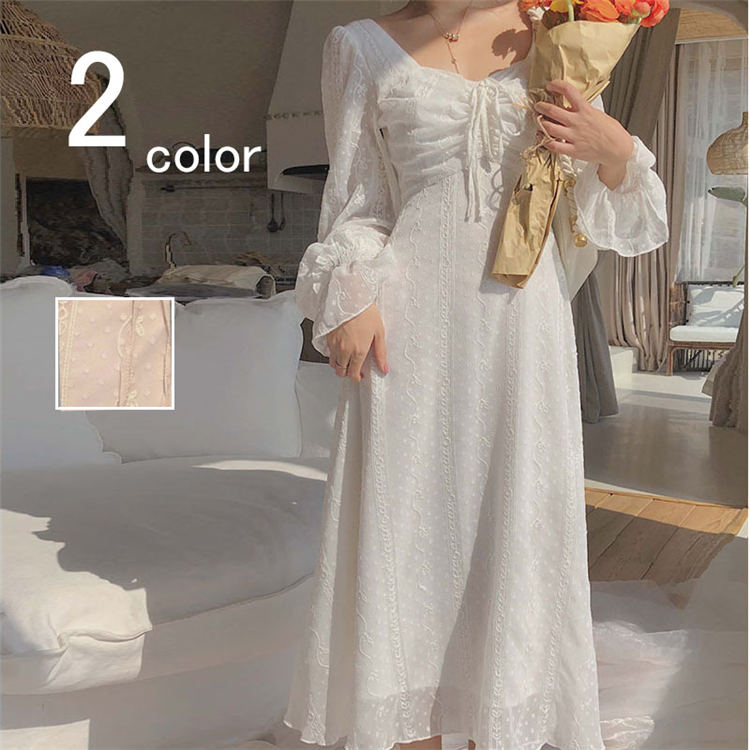 ワンピース 春 夏 長袖 Vネック レディース ライトピンク ホワイト Aライン きれいめ お出かけ マキシ ミモレ丈 ロングワンピ おしゃれ ファッション レジャー リゾート パーティー 結婚式 L 653 Andapt Com