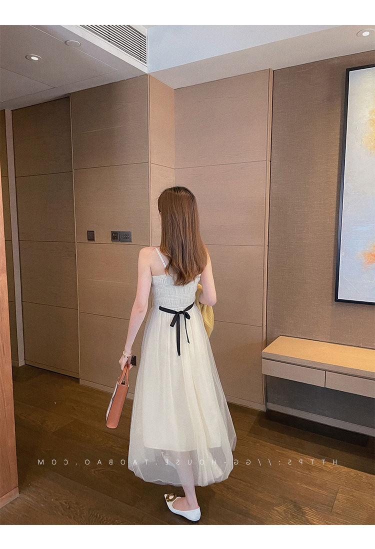 ワンピース 夏 チュールスカート キャミワンピ オフホワイト ブルー レディース 無地 Aライン きれいめ お出かけ ミモレ丈 ロングワンピ 体型カバー おしゃれ ファッション ビーチ レジャー リゾート リボンタイ L 648 Rvcconst Com