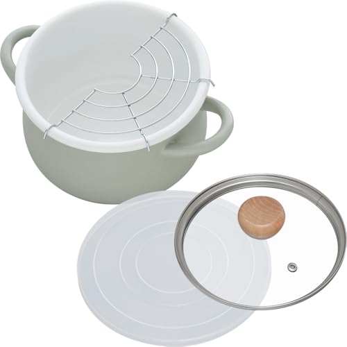 和平フレイズ 琺瑯 鍋 クッキングポット 20cm グリーン IH対応 ガス 両手鍋 揚げ鍋 天麩羅 天ぷら ストクック RB-324 　送料無料