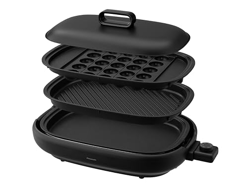 パナソニック ホットプレート 3枚タイプ 焼肉プレート たこ焼き器 平面 大型 ブラック NF-HM310-K 　送料無料