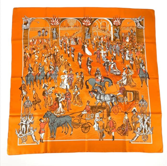 滅多に無い 極美品 HERMES エルメス カレ90 えり巻き SOIREE DE GALA CLERC ガラの火点しごろ