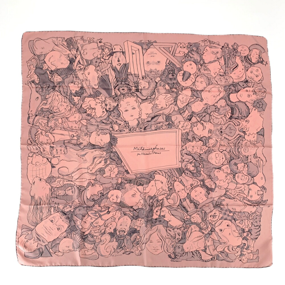 極美品 HERMES エルメス Metamorphoses Par 押さえる曳き船 カレ90 エルメスによるメタモルフォーゼ えり巻き