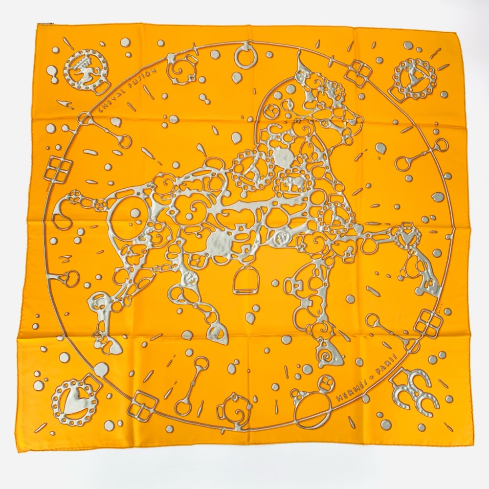 超特価 HERMES オレンジ シルクスカーフ　極美品 楽天市場】極美品 HERMES エルメス カレ90 SICHUAN 四川省