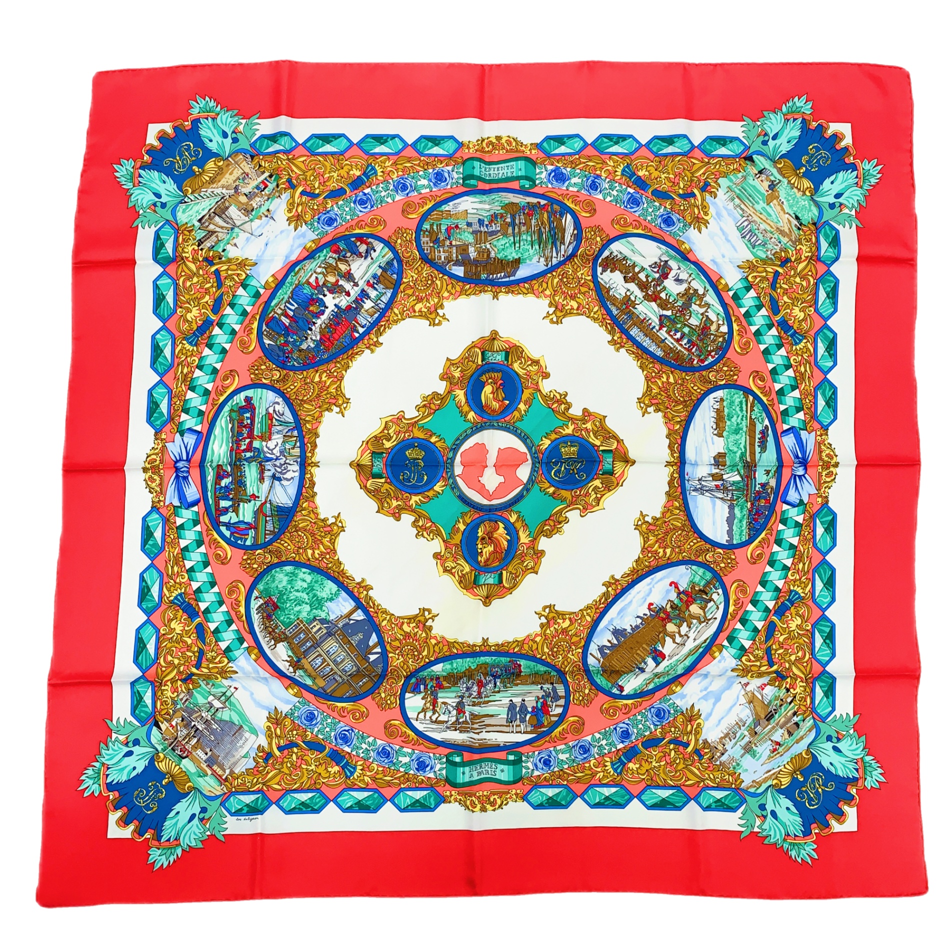 楽天市場】美品 HERMES エルメス カレ90 AXIS MUNDI 世界の中心軸