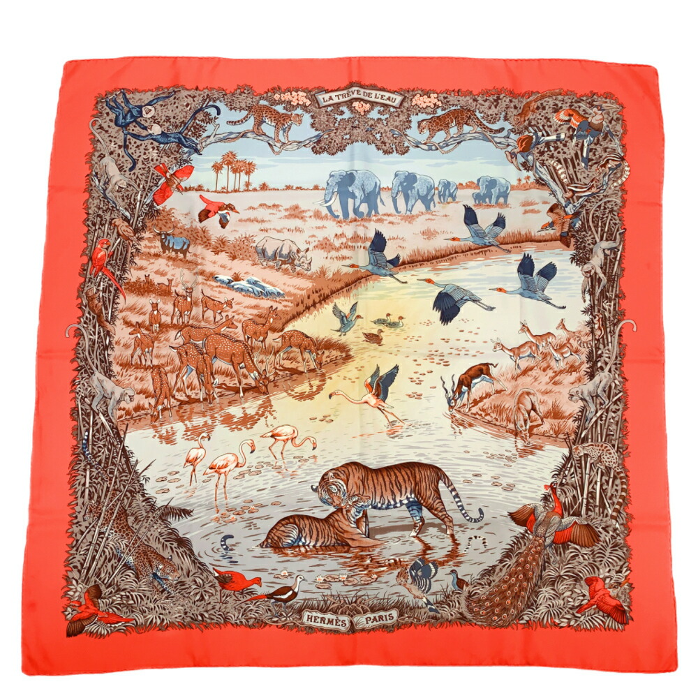 エルメス/HERMES/美品/虎と花のスカーフ/カレ90/tiger 未使用品】タグあり エルメス スカーフ カレ90 虎 タイガー