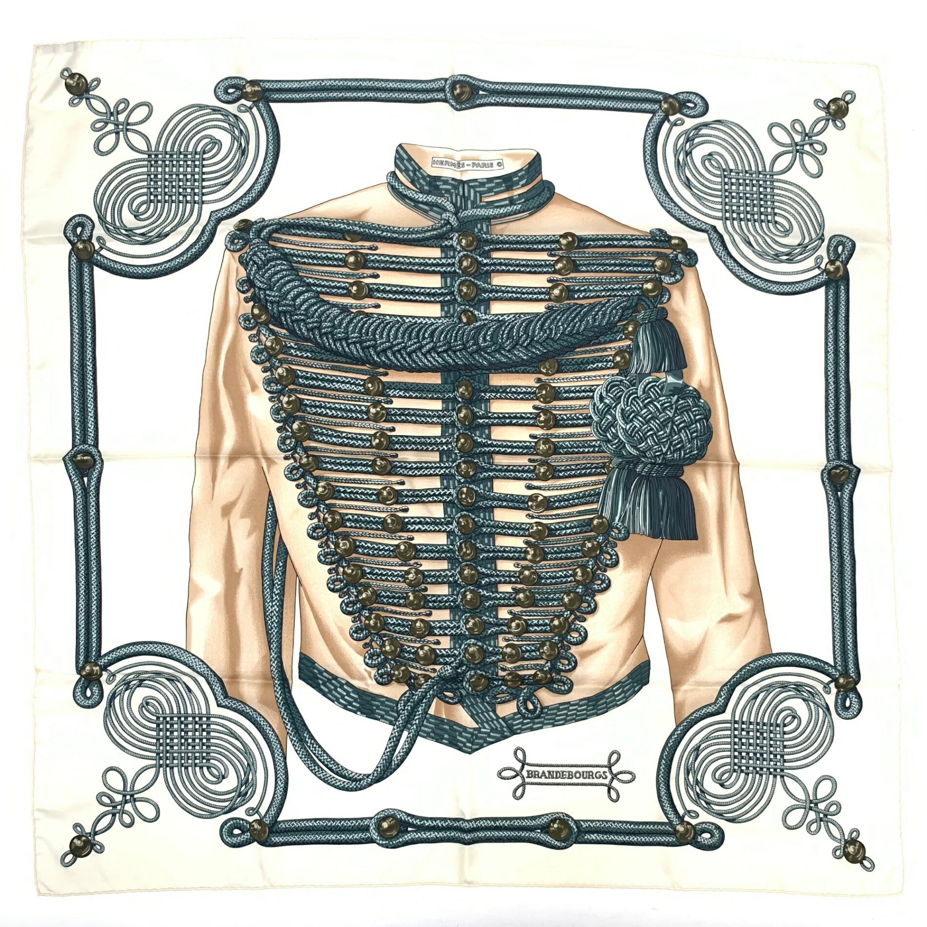 【HERMES】エルメス カレ90 BRANDEBOURGS エルメス カレ90 BRANDEBOURGS ブランデンブルク飾り シルク