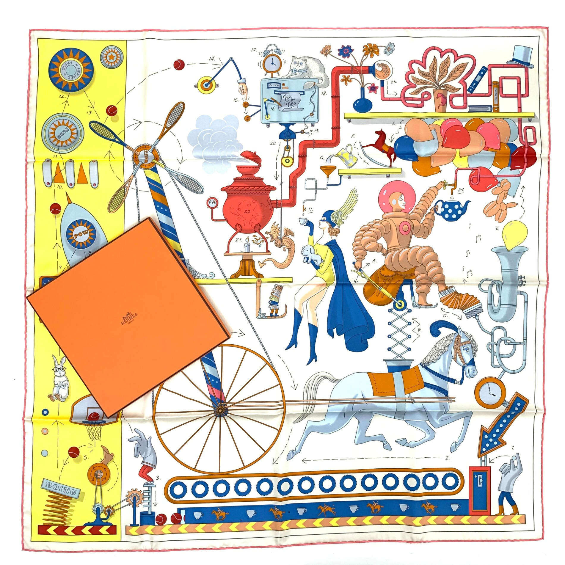 HERMES エルメス スカーフ ボルデュック リボン柄 カレ90 25dk0087.jpg