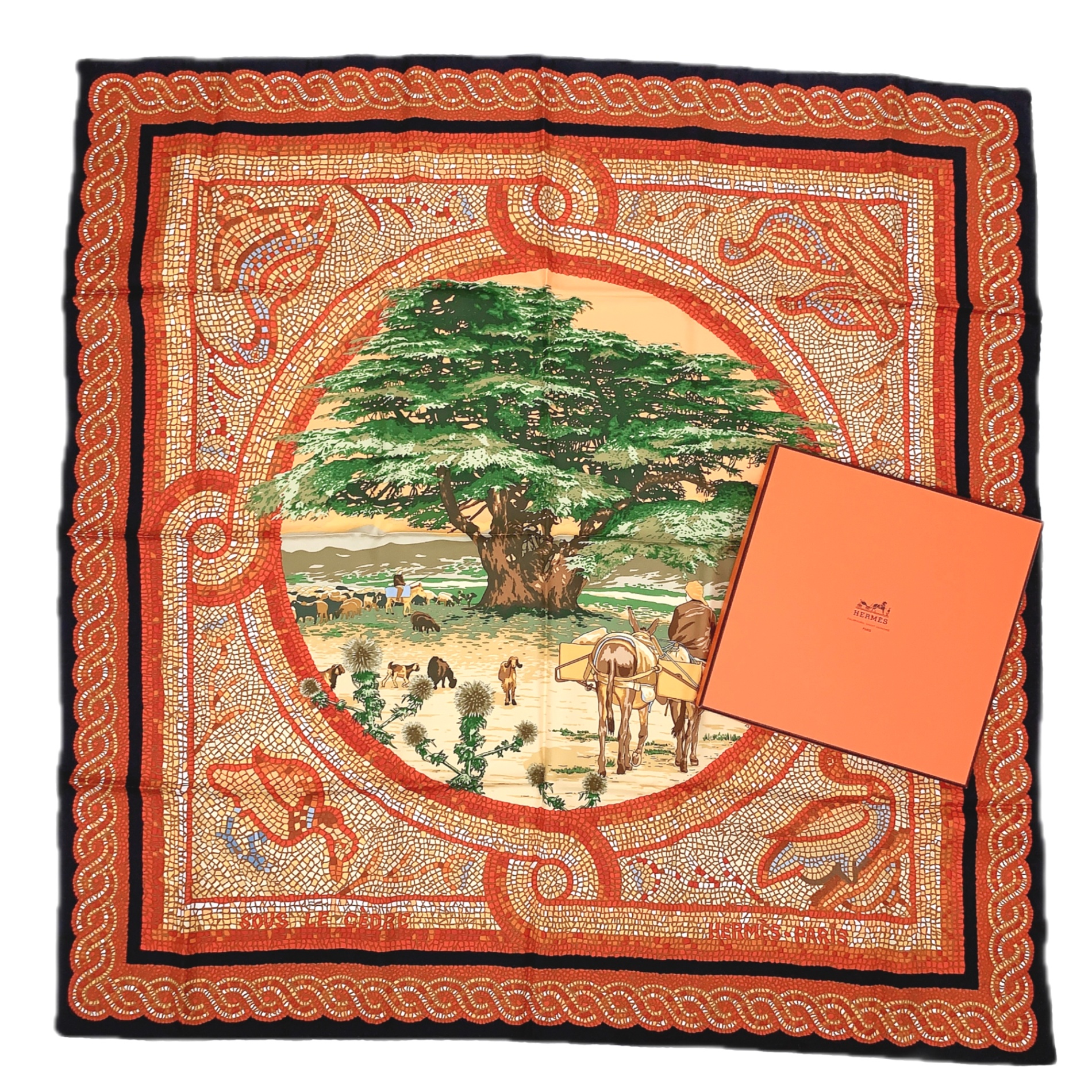 新品 希少 HERMES エルメス カレ90 ヒマラヤ杉の下で 大判 楽天市場】極美品 希少 HERMES エルメス カレ90 ヒマラヤ杉の下