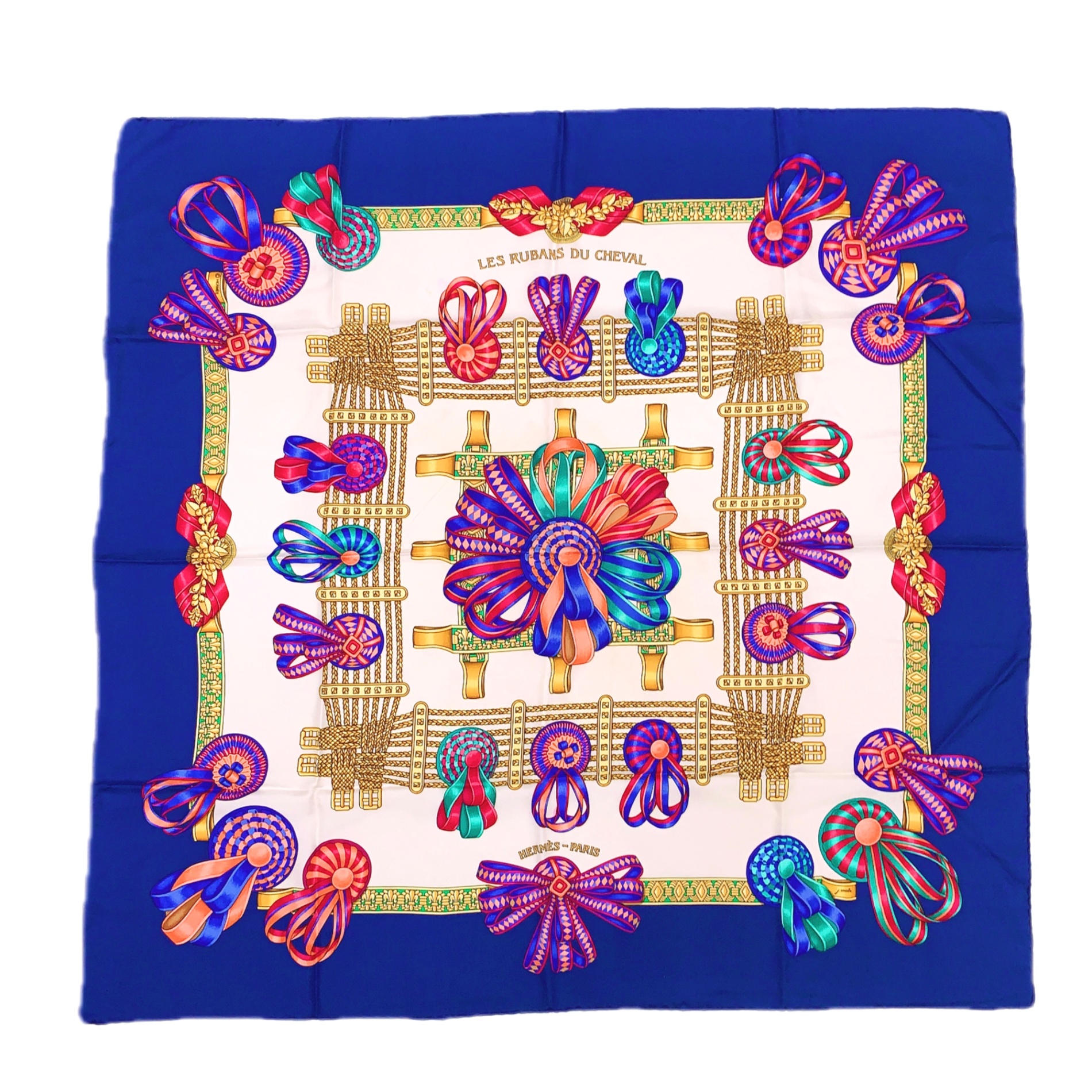 【極美品】HERMES エルメス カレ90 馬のリボン ピンク シルク スカーフ HERMES エルメス カレ90 REPRISE 乗馬風景 ピンク 馬 騎士 楽器