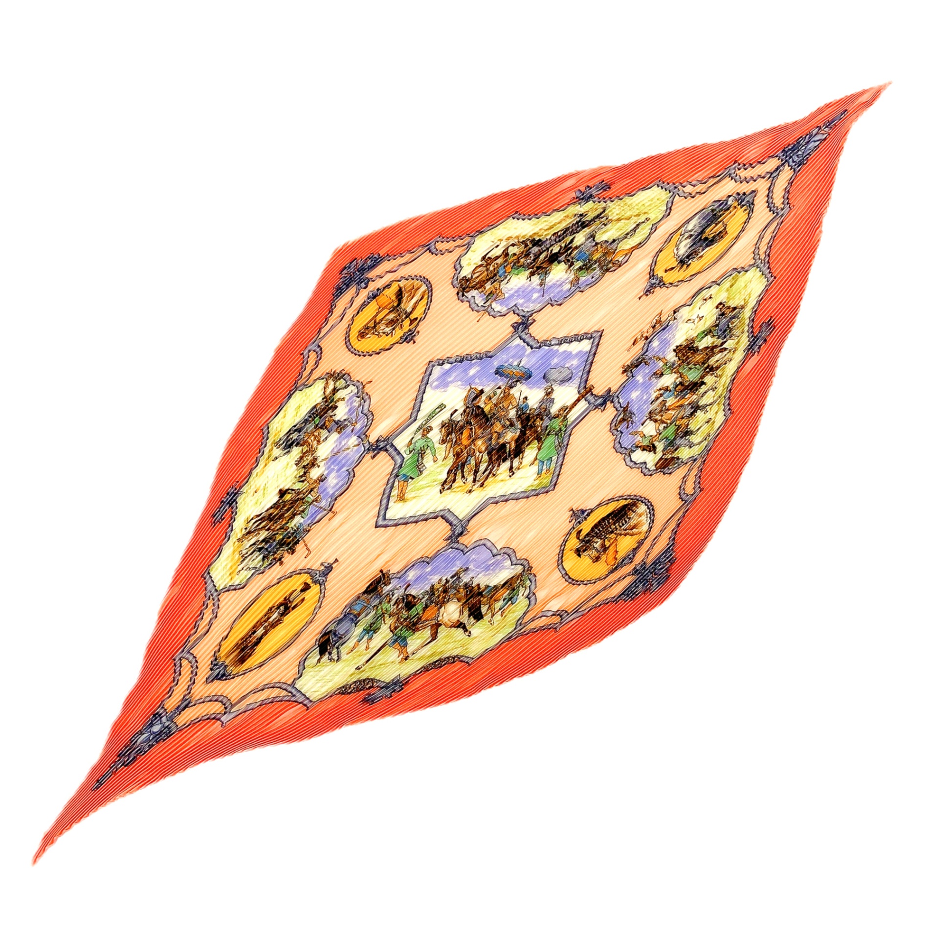 美品 HERMES エルメス プリーツ ムガル王朝の馬 LES CHEVAUX DES MOGHOLS シルク スカーフ｜Tokyo Vintage Brand