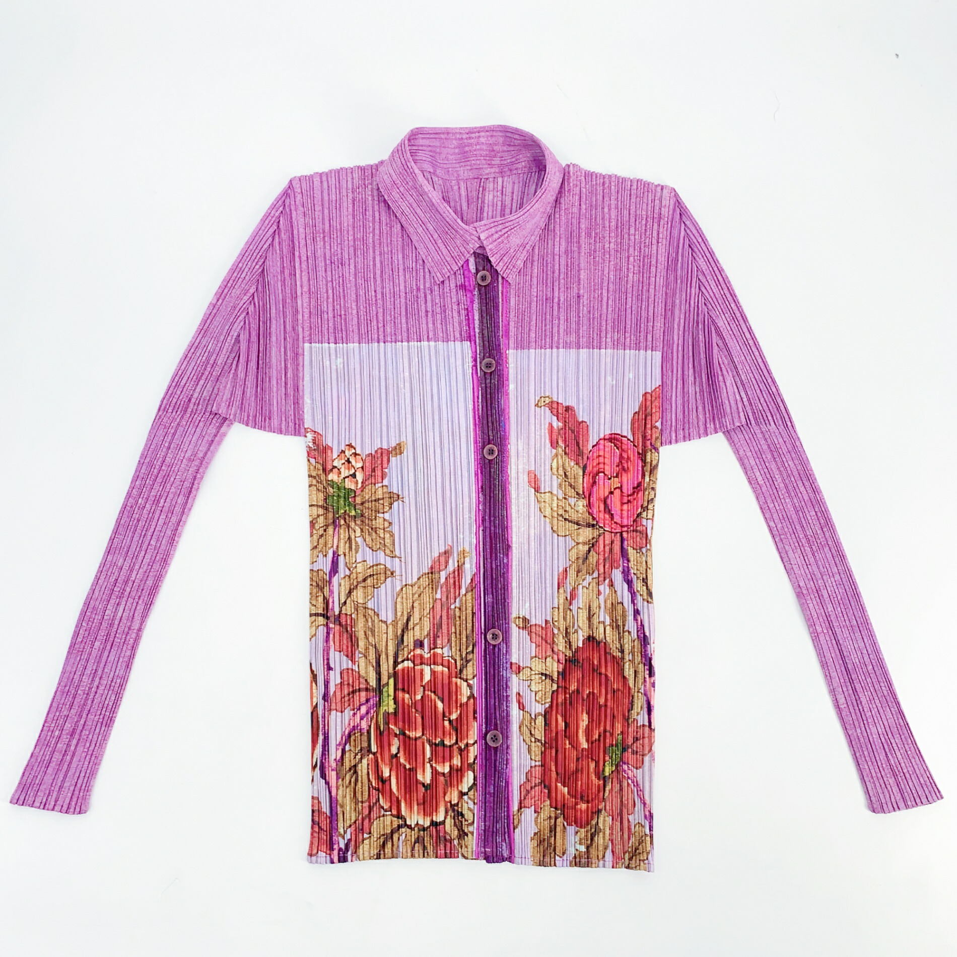 イッセイミヤケISSEY MIYAKE PLEATS (T.) 格子柄プリントTシャツ