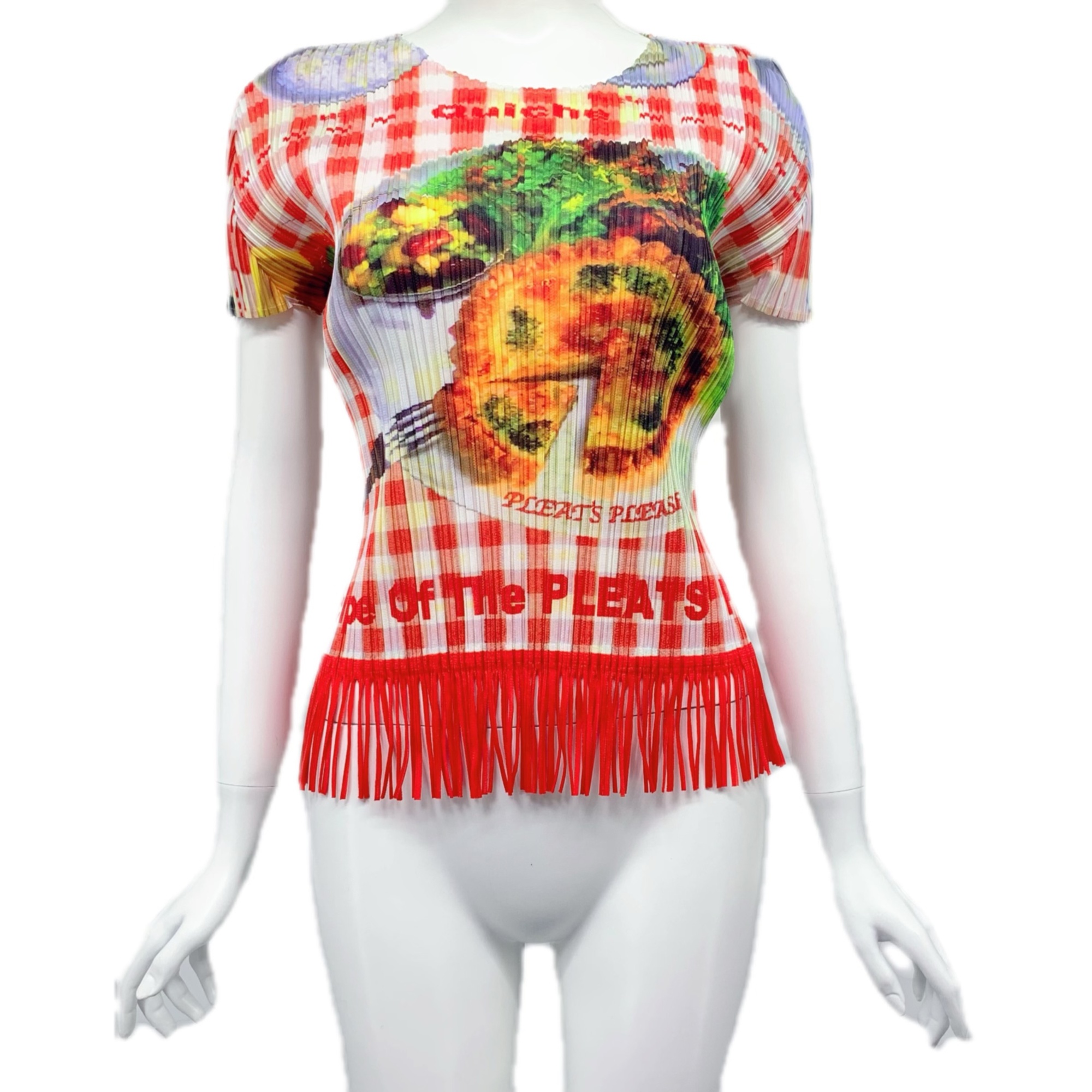 極美品 PLEATSPLEASE プリーツプリーズ ISSEY MIYAKE イッセイミヤケ 食事柄 トップス カットソー マルチカラー サイズ3｜Tokyo Vintage Brand