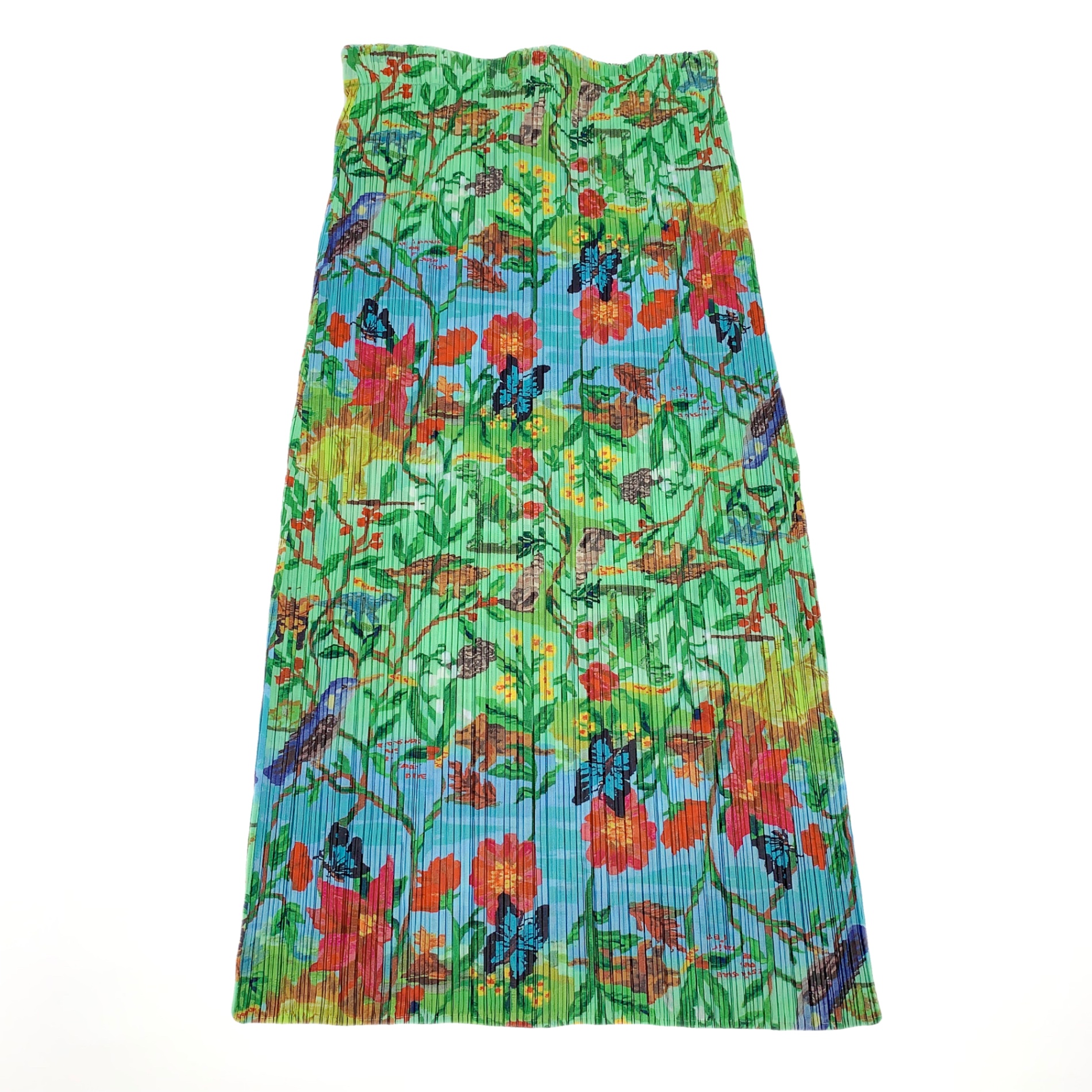PLEATS PLEASE 筋目プリーズ ISSEY MIYAKE イッセイミヤケ × NATHALIE LETE ナタリーレテ 筋目産業 書き換える 御花 総柄 スコート 緑であること