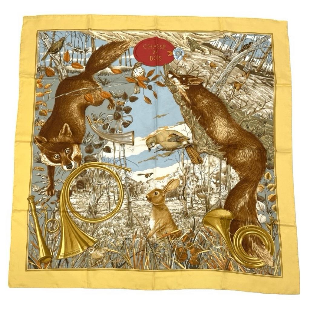 ✨保管品✨エルメス スカーフ カレ90 CHASSE au BOIS 森の狩猟 エルメス カレ90 CHASSE au BOIS 森の狩猟 ストール カシミヤ