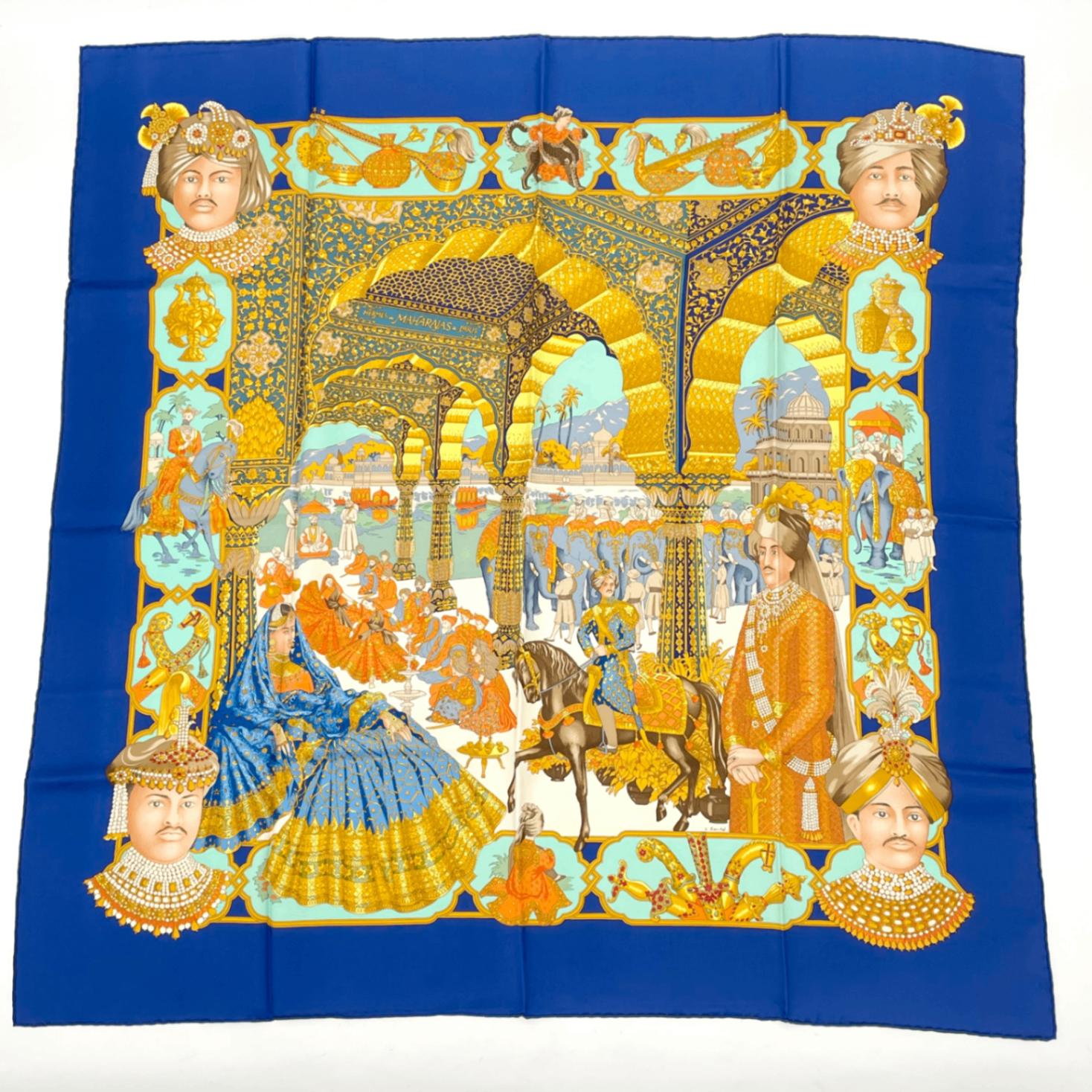 美品　HERMES エルメス　カレ70 ツタンカーメン　シルク　大判　総柄 HERMES エルメス スカーフ CARRE カレH 70×70 H942669S ブリッド