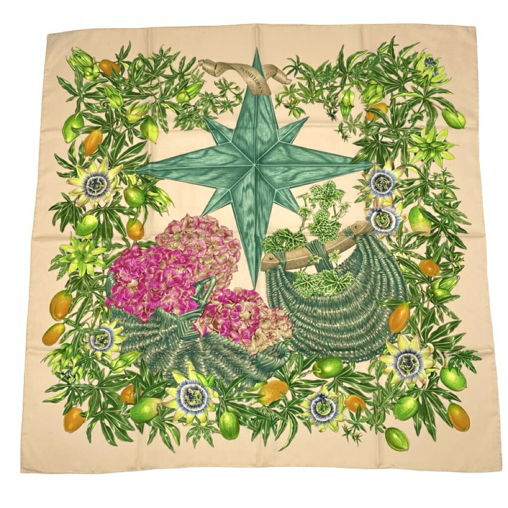 HERMES/エルメス カレ90 ガヴァルニー圏谷の押し花 スカーフ b_114 ✨希少✨ HERMES エルメス カレ90 ガヴァルニー圏谷の押し花