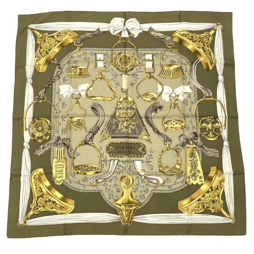 楽天市場】質屋 HERMES エルメス カレ90 「Copeaux」 おが屑 スカーフ