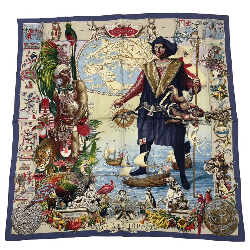楽天市場】美品 希少 HERMES エルメス カレ90 Les Ameriques