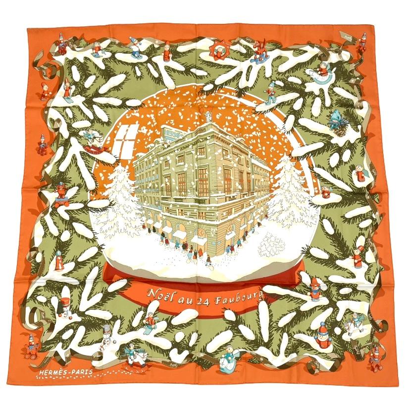 エルメス　カレ45　ガヴロッシュ フォーブル 24番地のクリスマス HERMES エルメス スカーフ カレ45 ガヴロッシュ フォーブル 24