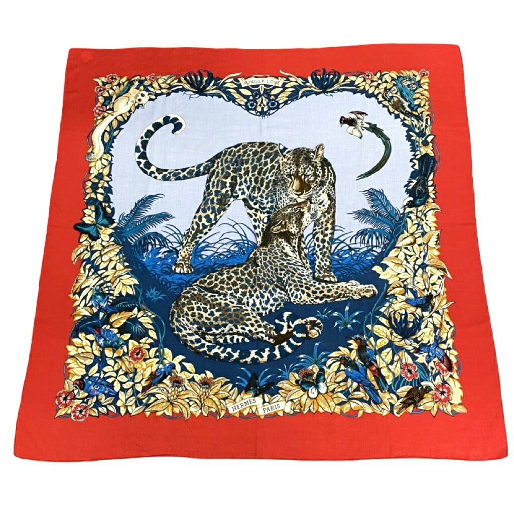 (貴重&美品！)HERMES カレ90 スカーフ Jungle Love ヒョウ 楽天市場】エルメス HERMES スカーフ カレ 90 シルク JUNGLE