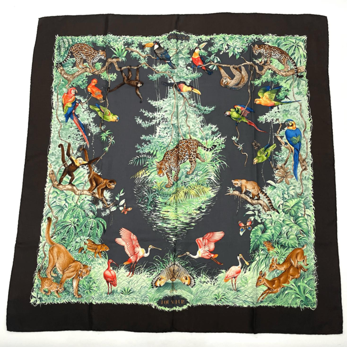 HERMES エルメス カレ90 EQUATEUR 赤道直下 動物柄 スカーフ