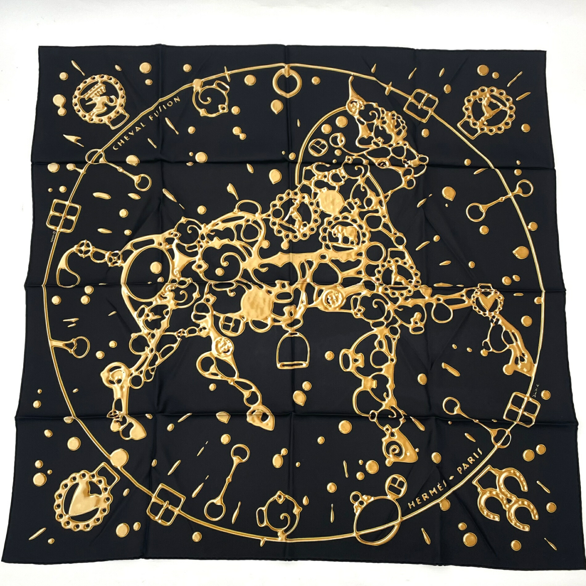 楽天市場】【新品同様品】HERMES エルメス カレ90 銀の雫 シルク100